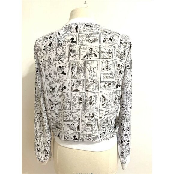 Disney Size Small Connect Bomber Style Jacket Sheer Cartoon Reel Black White - Picture 3 of 6